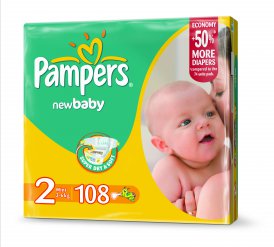 Pampers Active New Baby 2 Mini (3-6kg) 108ks Giant Pack