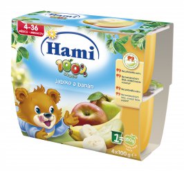 Hami 100% ovoce jablko a banán - 4x100g