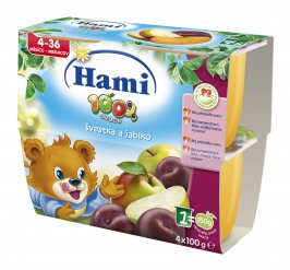 Hami 100% ovoce švestka a jablko - 4x100g