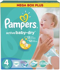 Pampers Active Baby 4 Maxi (7-14g) 147 ks Mega Box Plus