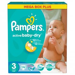 Pampers Active Baby 3 Midi (4-9kg) 174 ks Mega Box Plus